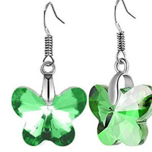 Butterfly Earrings Dangle Crystal Cut Earrings Butterflies Silver Translucent